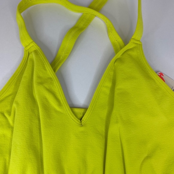 Free People Good Karma Vintage Style Crop Activewear Sports Bra Top Canary - Picture 4 of 7